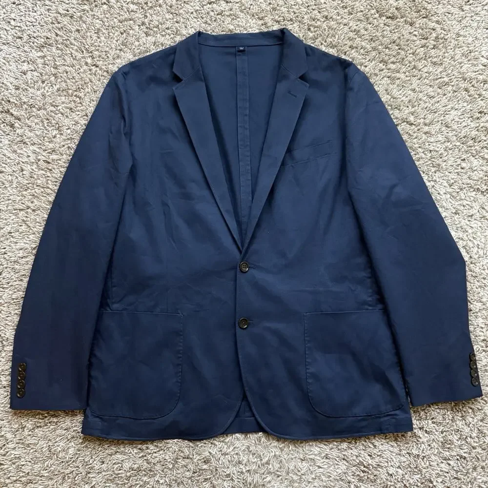 J. Crew Thompson Navy Blue Cotton Blazer Sport Coat Suit Jacket Men’s Size 46